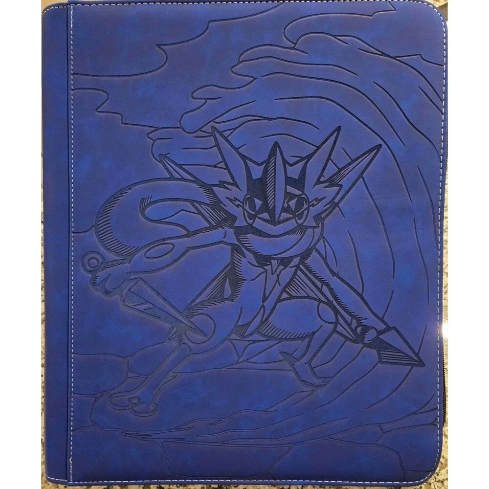 Pokemon Greninja 9 Pocket Engraved BLUE Top Loader Binder 252 Cards New